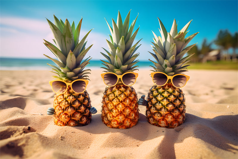 Pineapple - Hello Summer Background - Seaside Landscape photo - Fruit - Png/PSD/JPG/ Free Download 