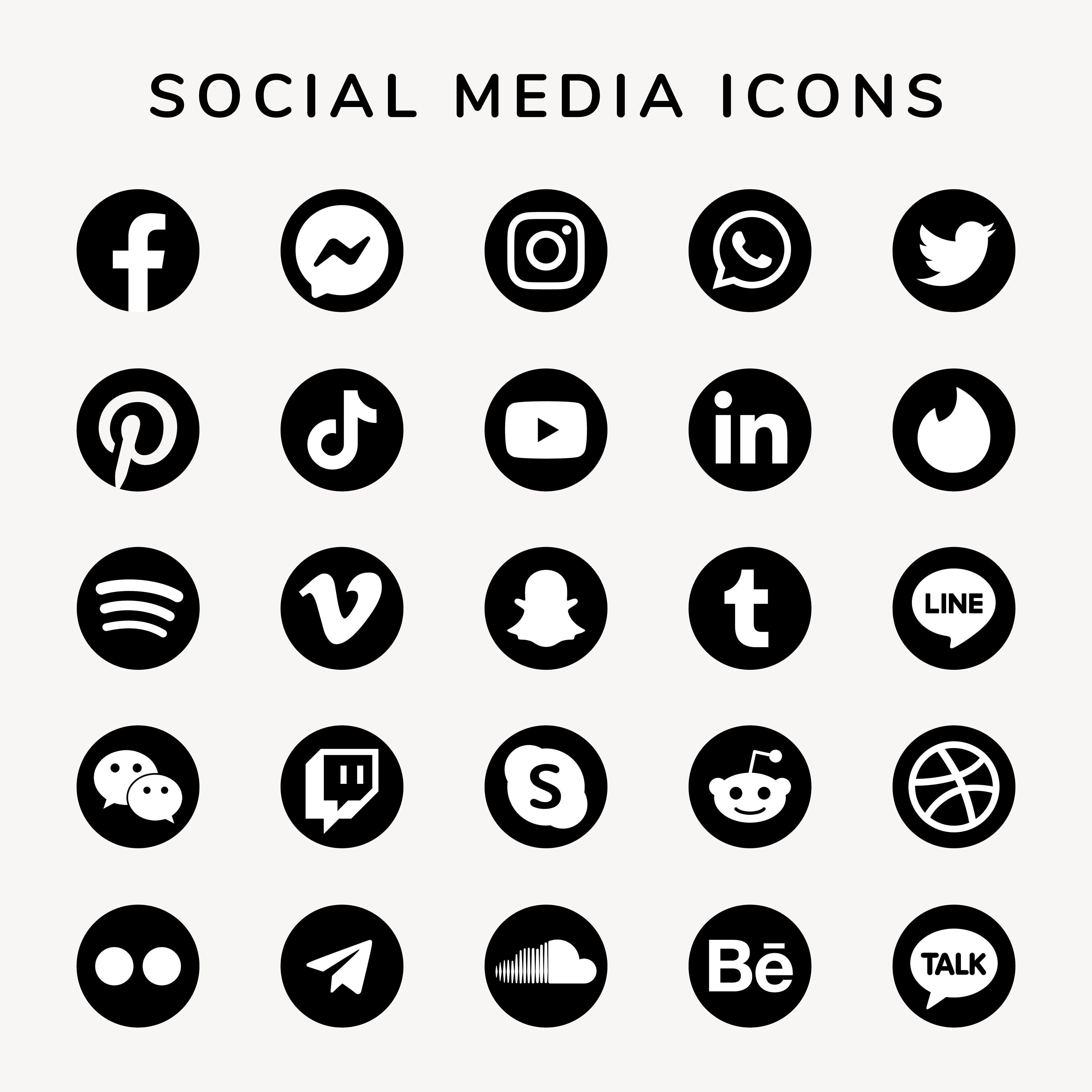 Social Media Icon - Illustration - Facebook Ins Tiktok Pinterest Snap WhatsappLine Skype