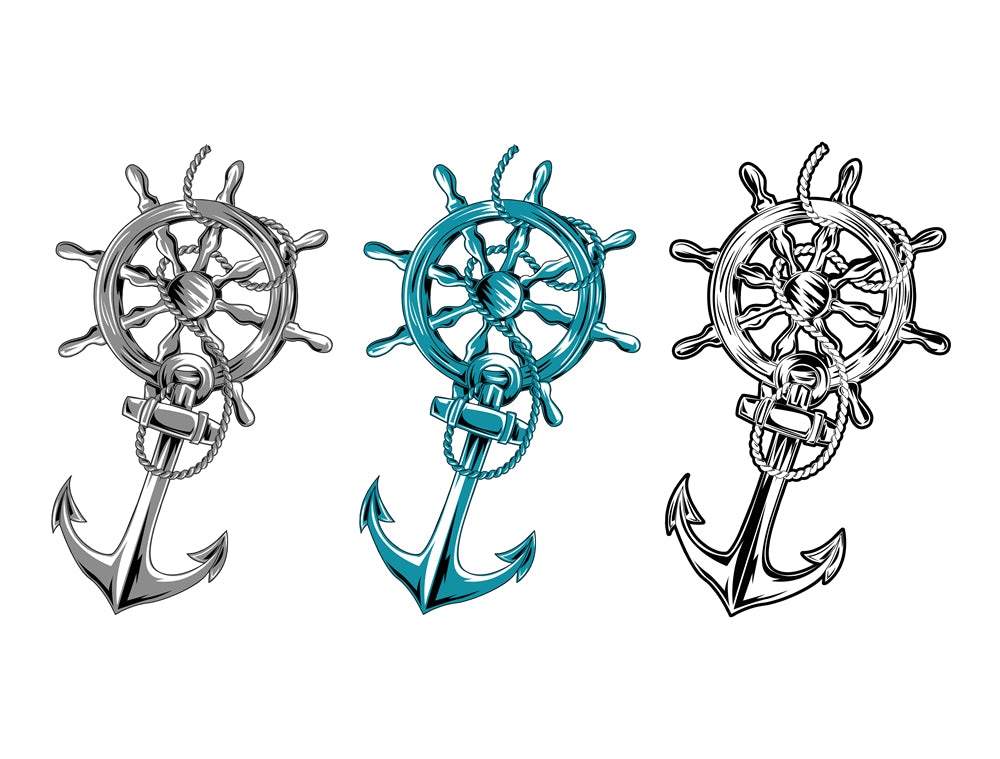 Rudder - Sailing -Steel Wheel Elements -Vector-image-jpg-eps- Logo Badge designs