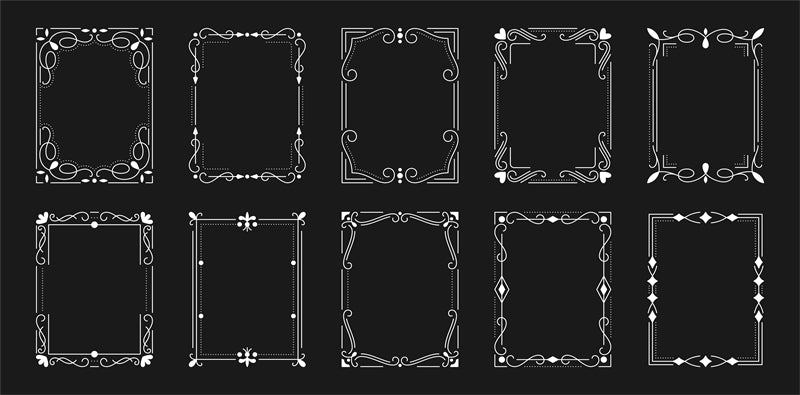 Collection de cadres de luxe, bordures victoriennes vintage, motifs décoratifs à la main - Téléchargement gratuit en format Png/PSD/JPG