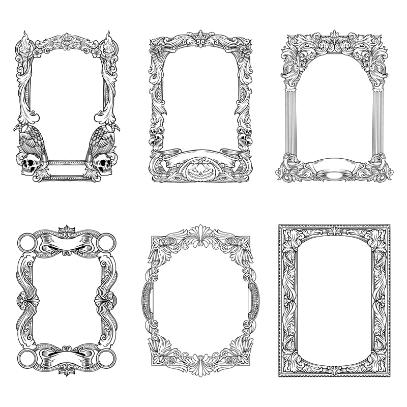 Collection de cadres de luxe, bordures victoriennes vintage, motifs décoratifs à la main - Téléchargement gratuit en format Png/PSD/JPG