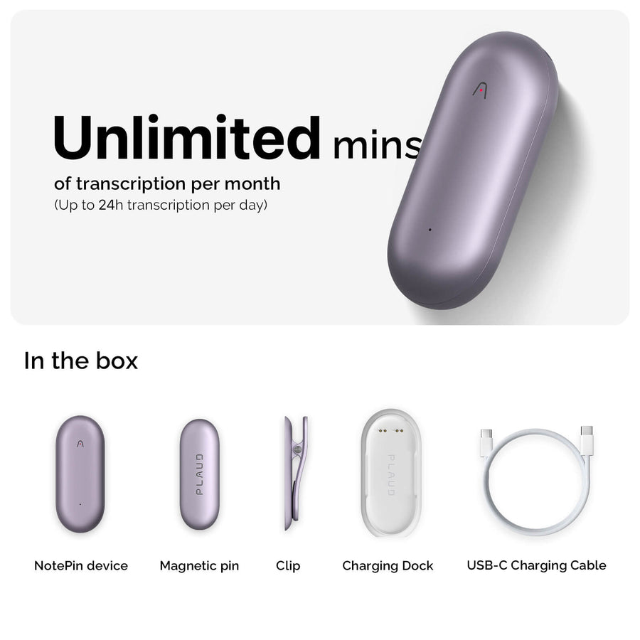 PLAUD NotePin & AI Annual Unlimited Plan
