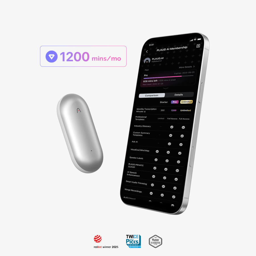 PLAUD NotePin & AI Annual Pro Plan
