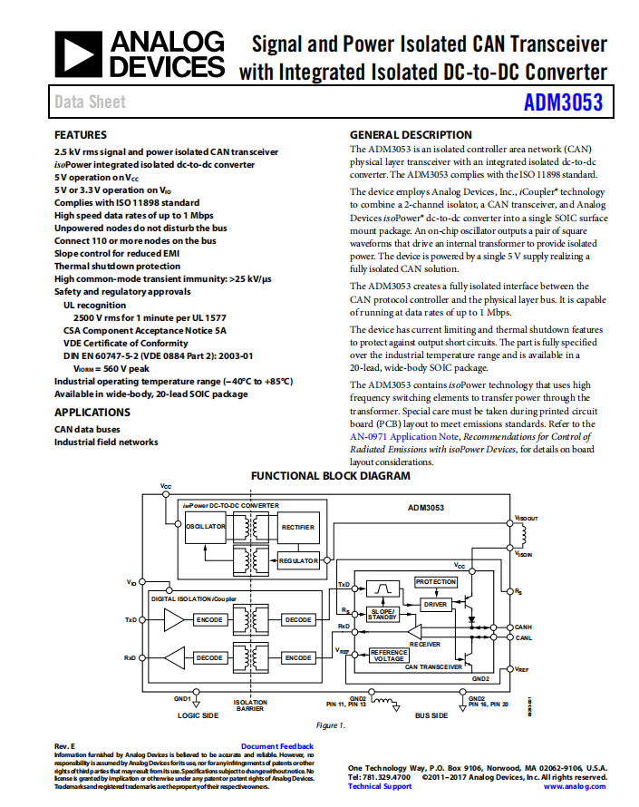 ADM3053BRWZ datasheet