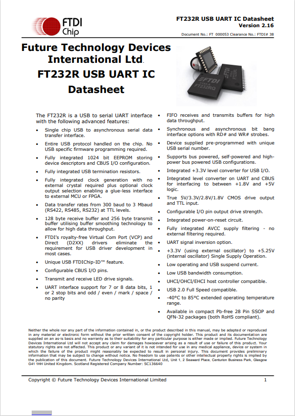 FT232RL datasheet