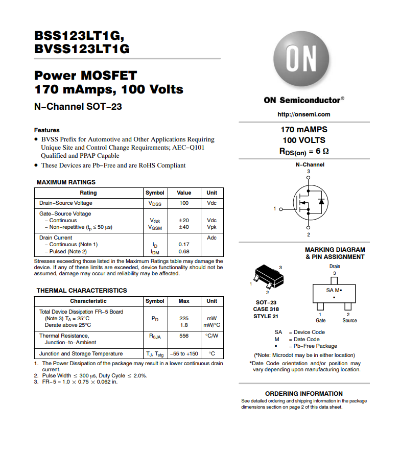 BSS123LT1G datasheet
