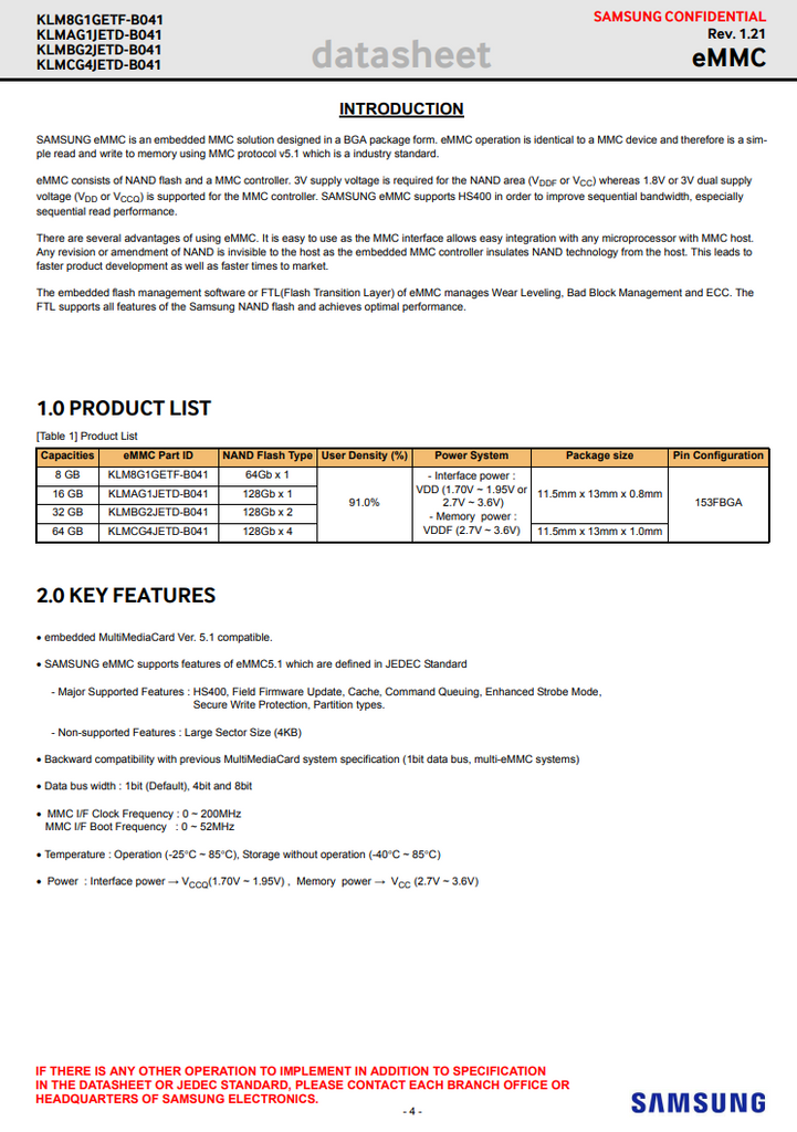 KLM8G1GETF-B041 datasheet