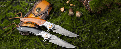 LOTHAR RHAEGAL Damascus Pocket Knife, 3.4'' VG10 Damascus Blade