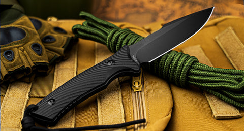 LOTHAR KA52 Survival Knife, 4.5'' D2 Blade Full Tang Fixed Blade Hunting Knife with Kydex Sheath, Black G10 Handle, Great Knife for Camping, Bushcraft or Hunting