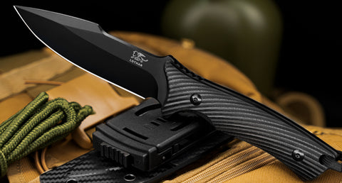 LOTHAR KA52 Survival Knife, 4.5'' D2 Blade Full Tang Fixed Blade Hunting Knife with Kydex Sheath, Black G10 Handle, Great Knife for Camping, Bushcraft or Hunting