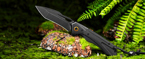 LOTHAR Lich King Folding Pocket Knife, 3.5'' D2 Steel Blade and Black G10 Handle, Spring Assisted Opening