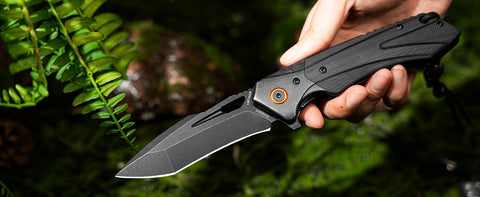 LOTHAR Lich King Folding Pocket Knife, 3.5'' D2 Steel Blade and Black G10 Handle, Spring Assisted Opening