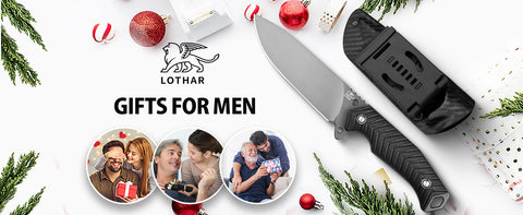 LOTHAR Bat Fixed Blade Knife, 5'' Sharp D2 Steel Blade Survival Knife, Black G10 Handle, PVD Coated, With One Fire Starter