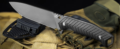 LOTHAR Bat Fixed Blade Knife, 5'' Sharp D2 Steel Blade Survival Knife, Black G10 Handle, PVD Coated, With One Fire Starter