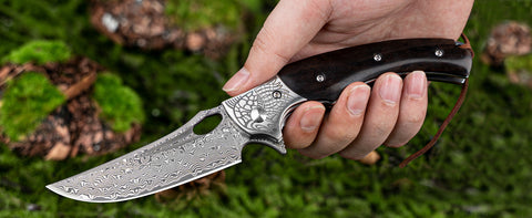 LOTHAR FLAMINGO Damascus Pocket Knife, 3 inch 67 Layers VG10