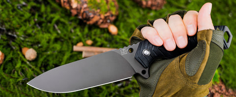 LOTHAR Bat Fixed Blade Knife, 5'' Sharp D2 Steel Blade Survival Knife, Black G10 Handle, PVD Coated, With One Fire Starter