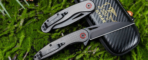 LOTHAR Seagull Pocket Knife, 3" D2 Steel Blade EDC Knife, Carbon fiber Handle, 2.3oz Weight, Liner Lock