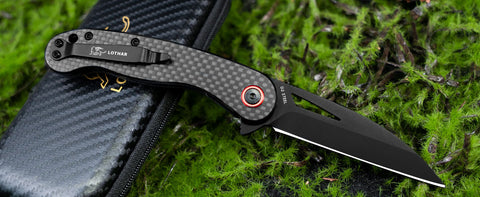 LOTHAR Seagull Pocket Knife, 3" D2 Steel Blade EDC Knife, Carbon fiber Handle, 2.3oz Weight, Liner Lock