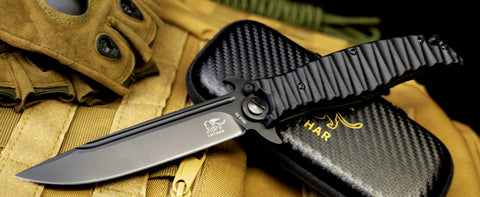 LOTHAR PHOENIX Large Pocket Knife, 5‘’ D2 Steel Blade Hunting Folding Knife, Black G10 Handle, Huge Tactical Pocket Knife, Flipper Assisted Opening