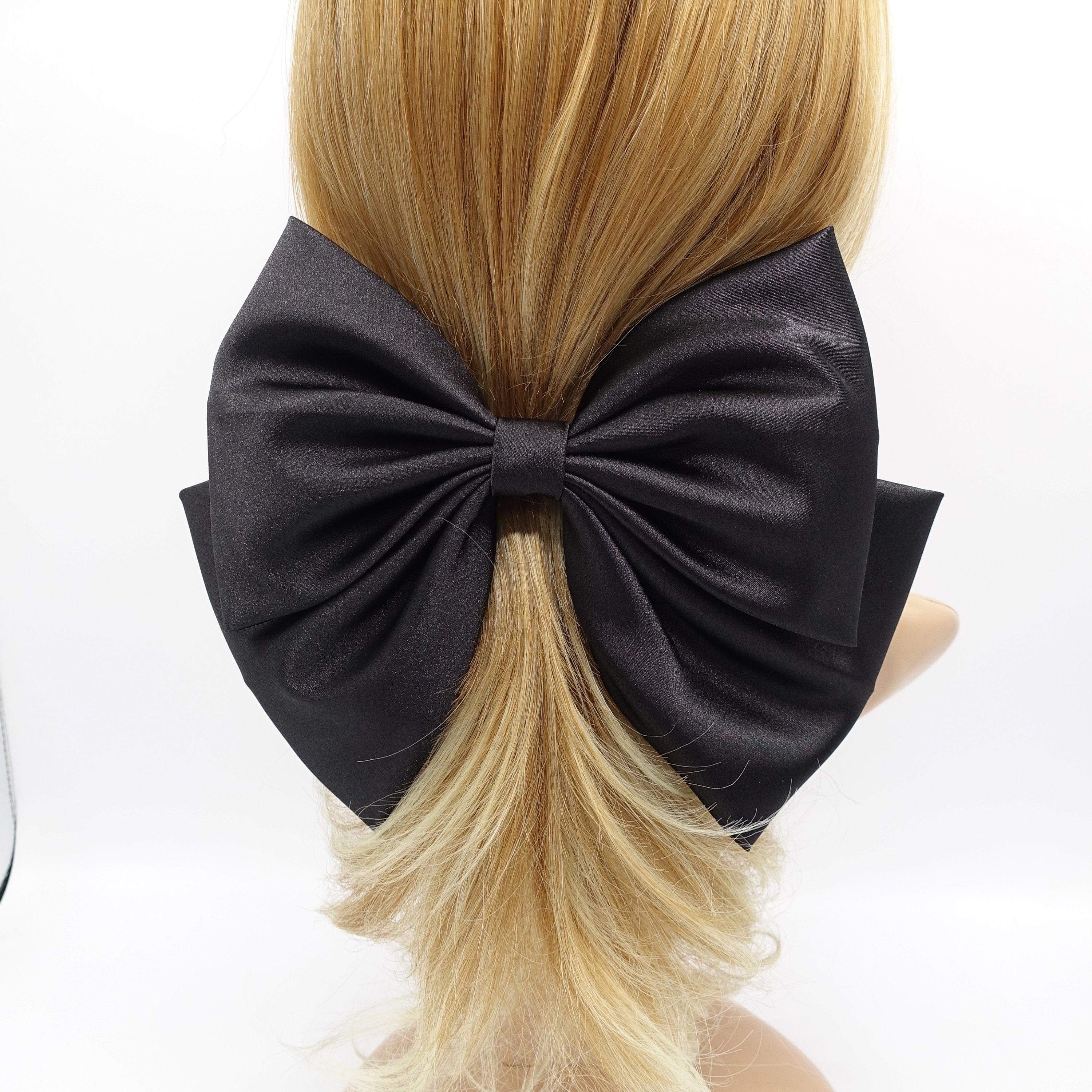 large glossy hair bow satin hair accessory for women