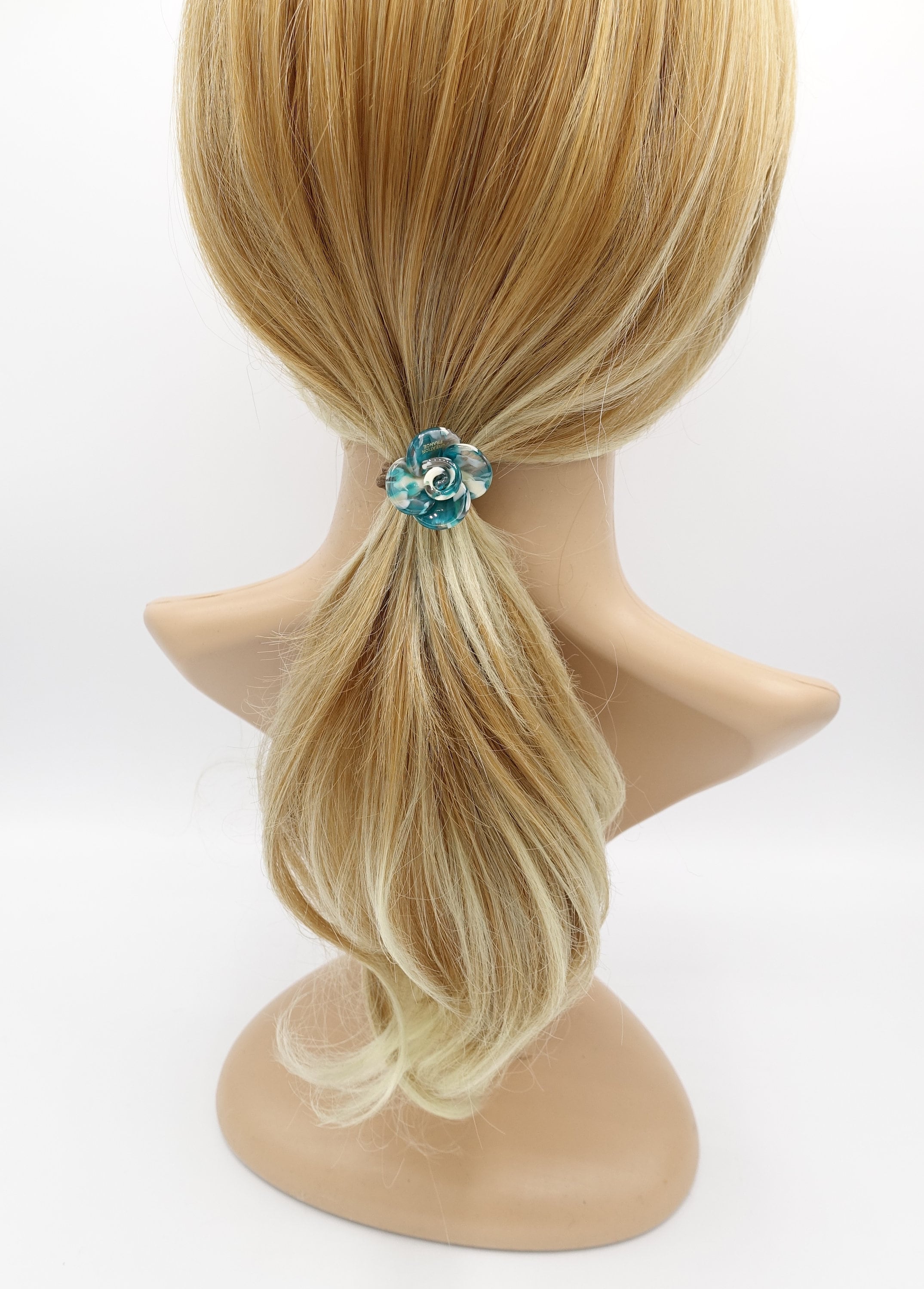 cellulose acetate flower petal hair tie ponytail holcer