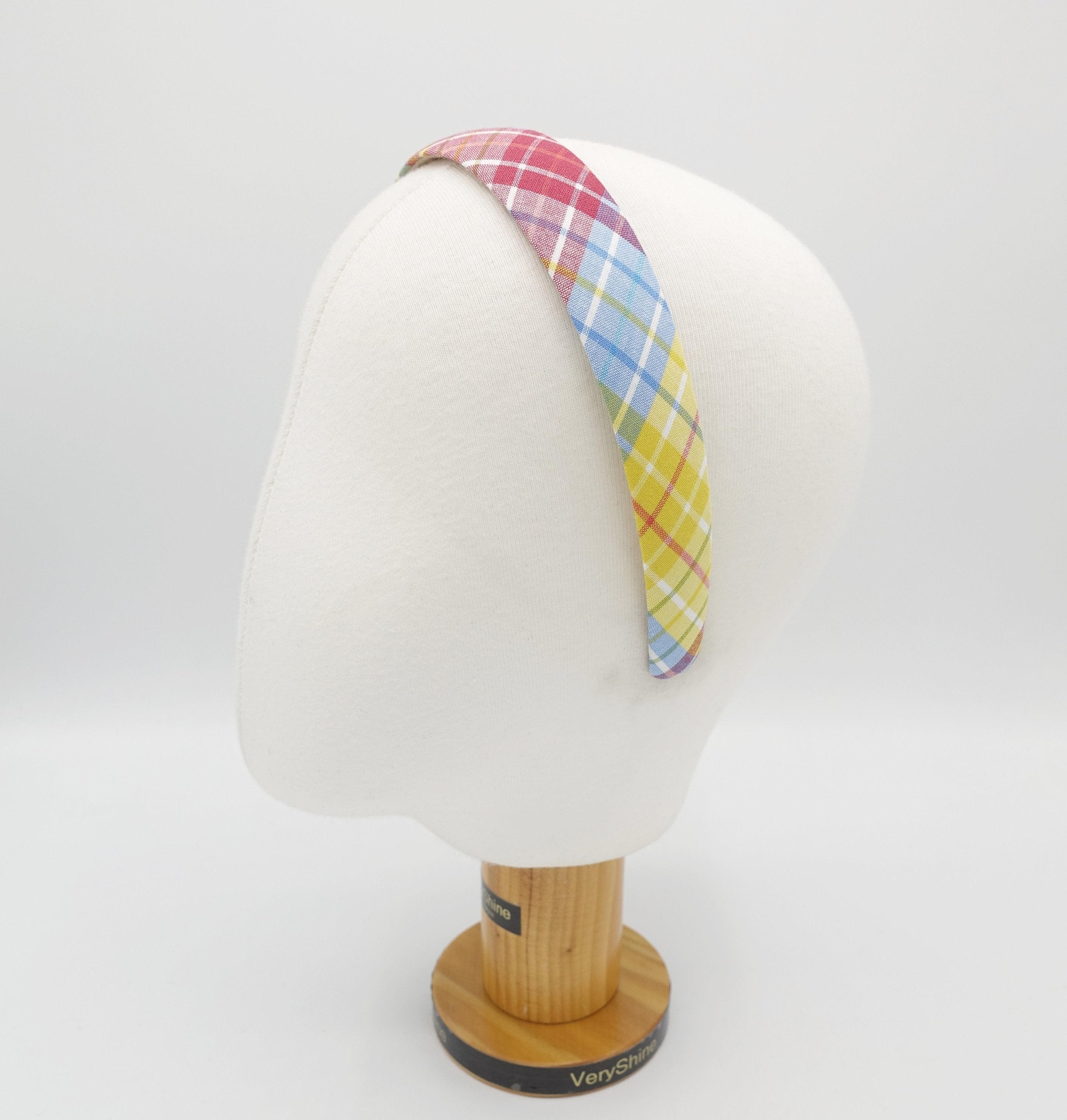 plaid check headband basic hairband for women