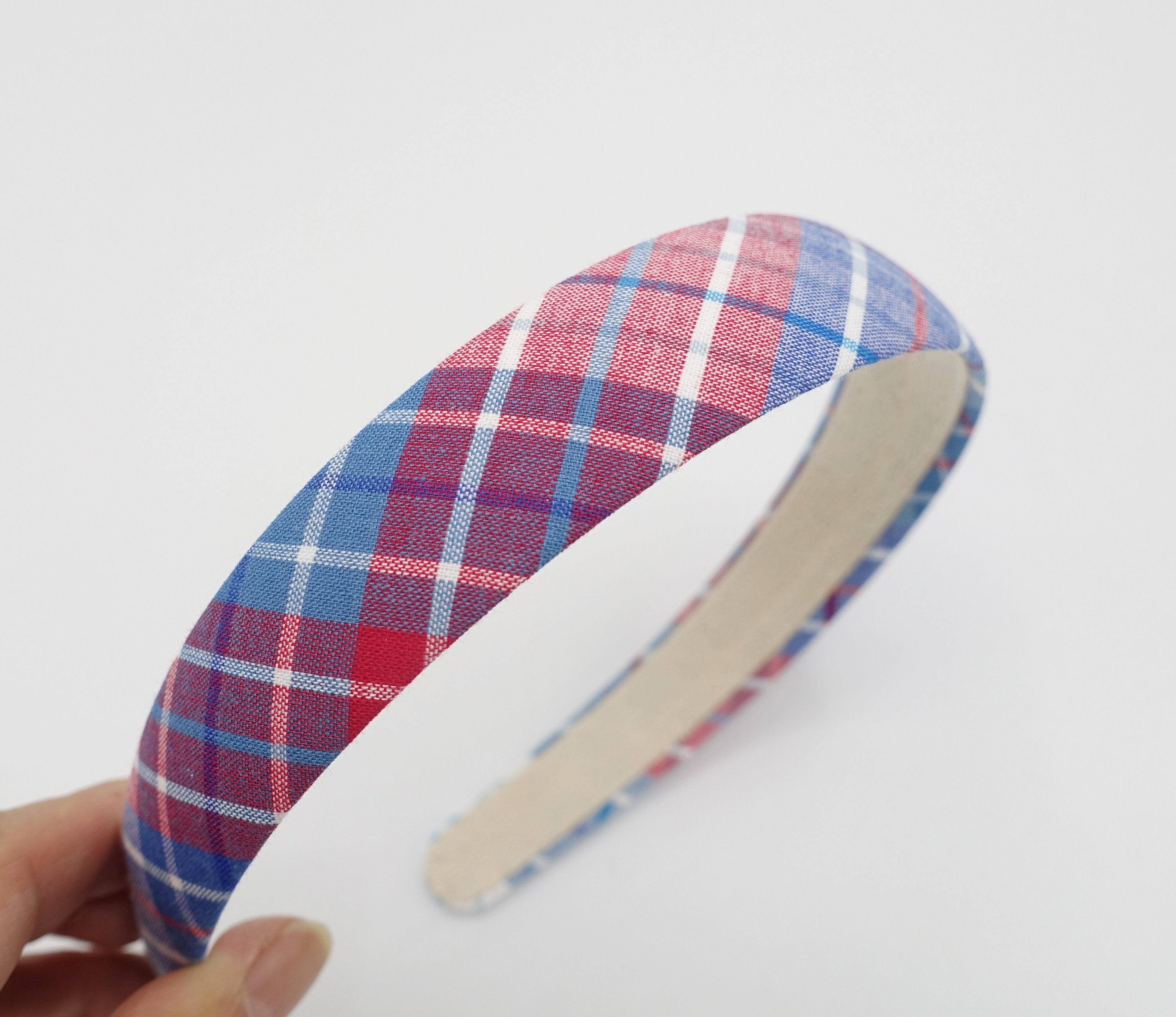 plaid check headband basic hairband for women