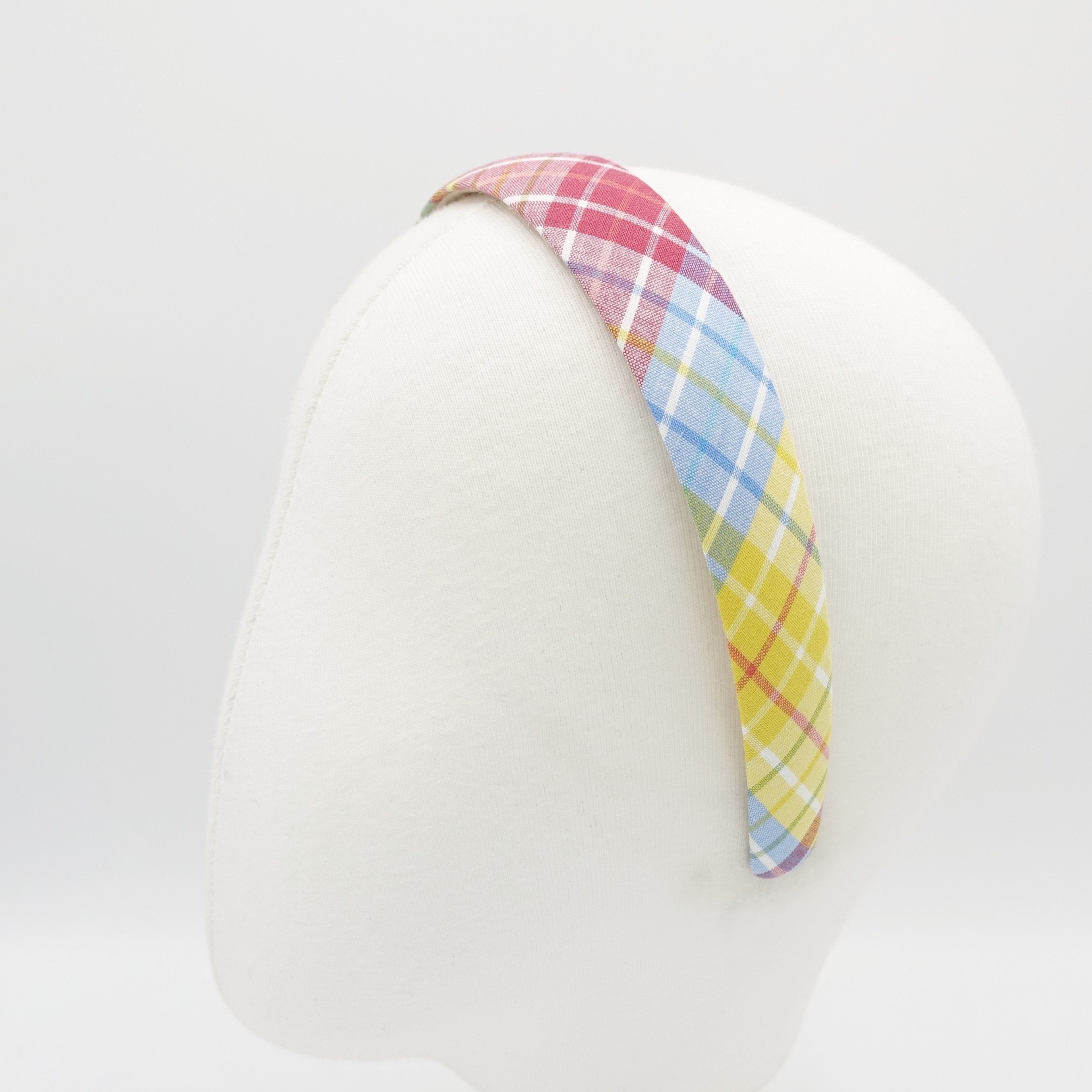 plaid check headband basic hairband for women