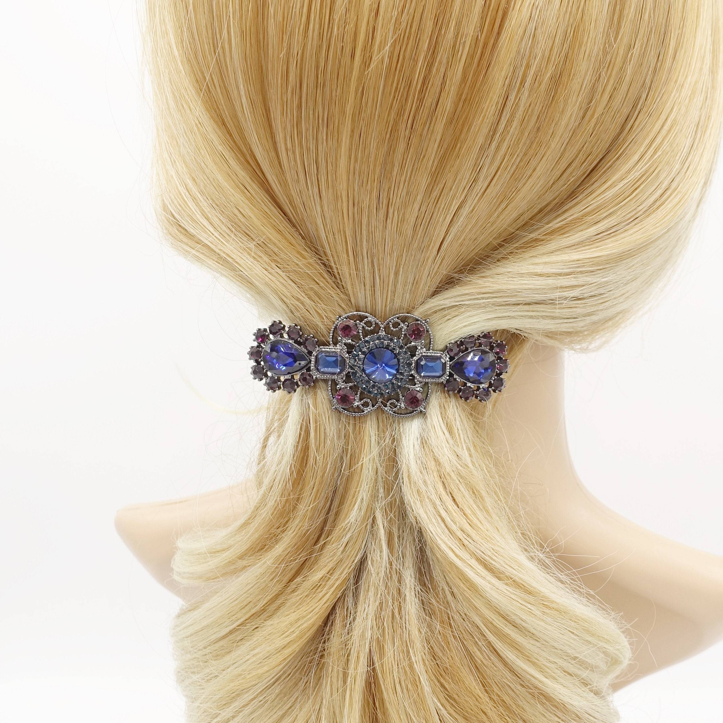 vintage rhinestone hair barrette baroque style bling hair accessory for women