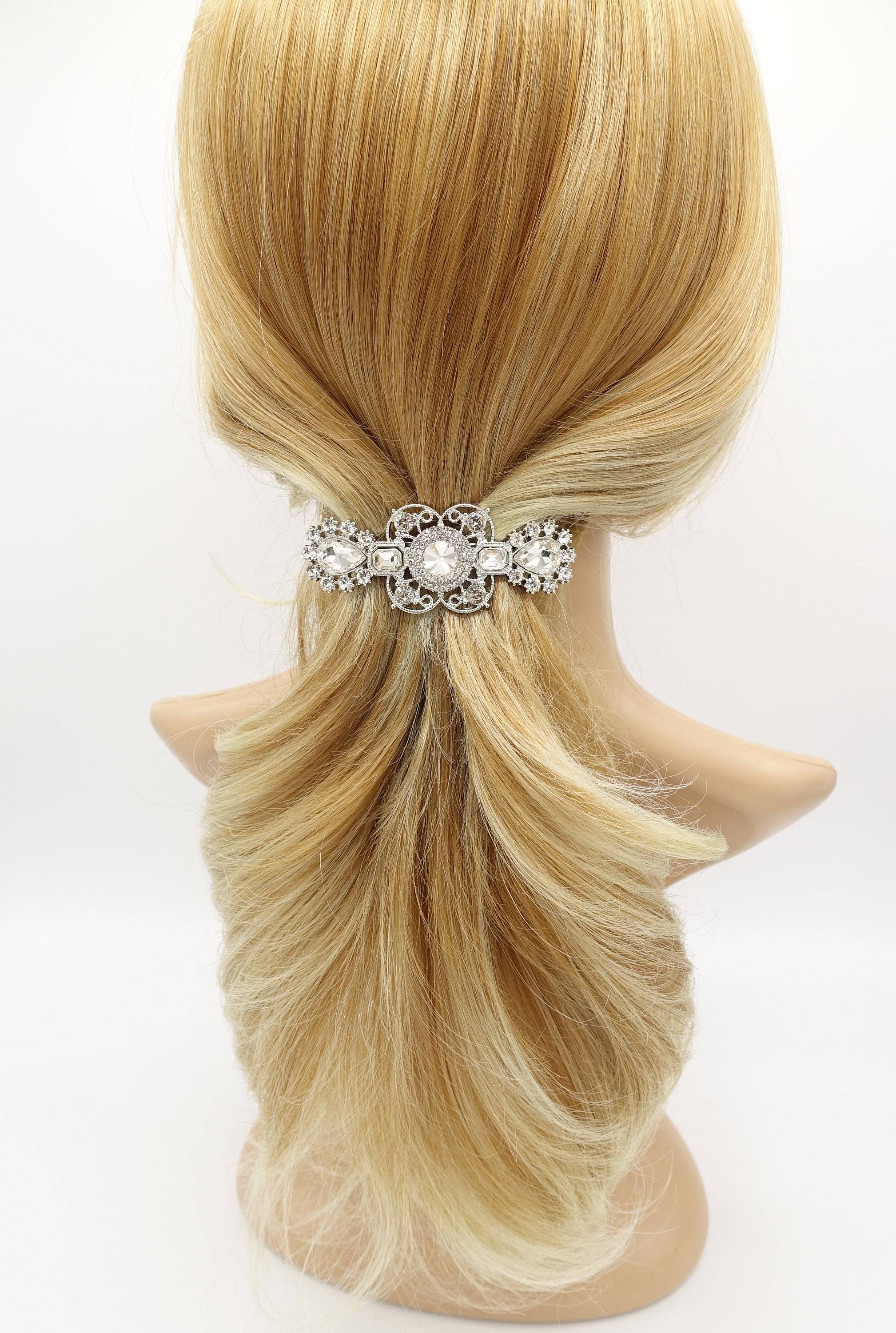 vintage rhinestone hair barrette baroque style bling hair accessory for women