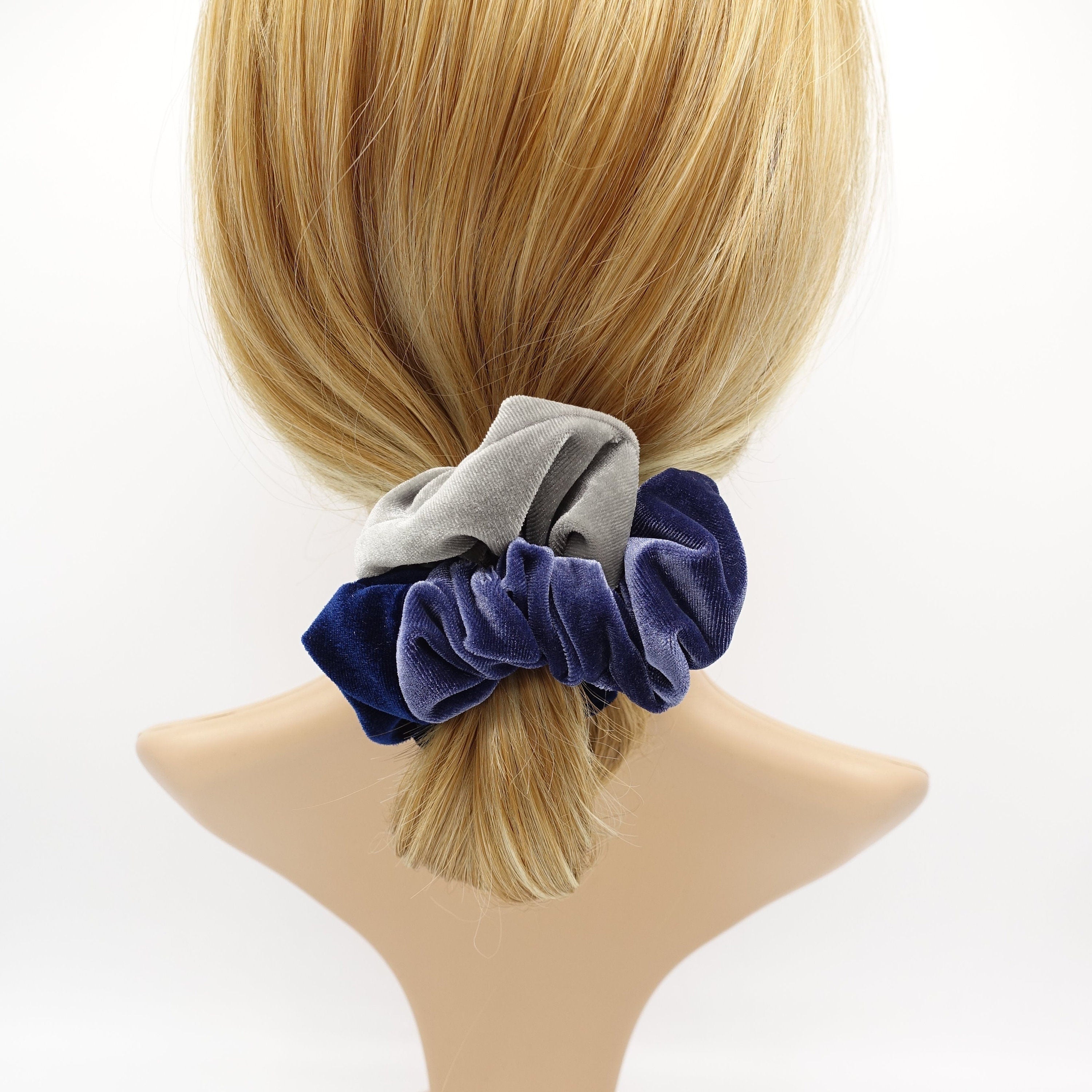 color block velvet hair scrunchies for women