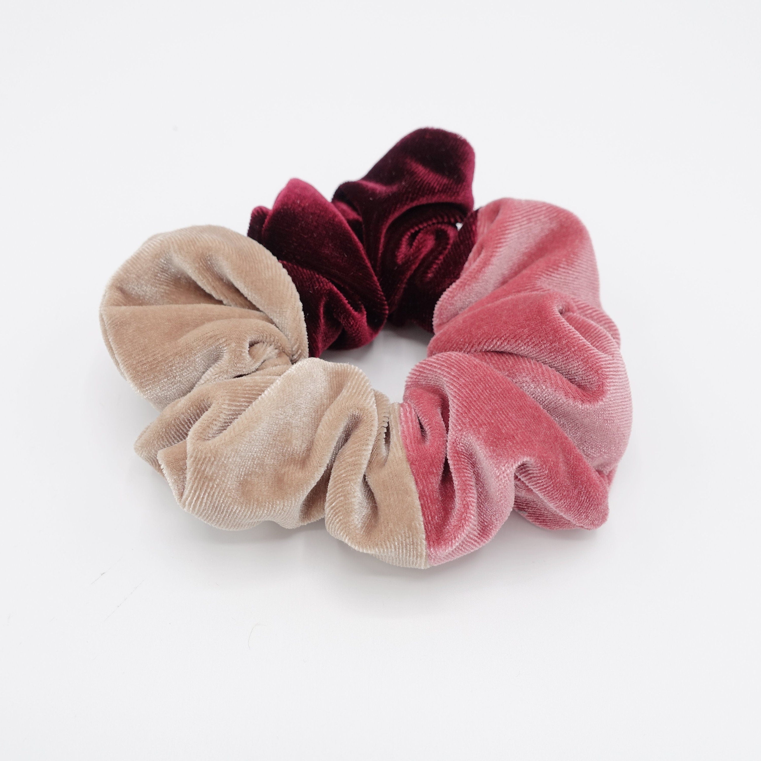 color block velvet hair scrunchies for women