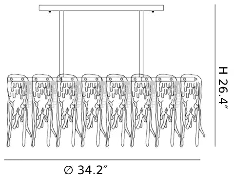 Rechthoekige ijspegel glazen kroonluchter
