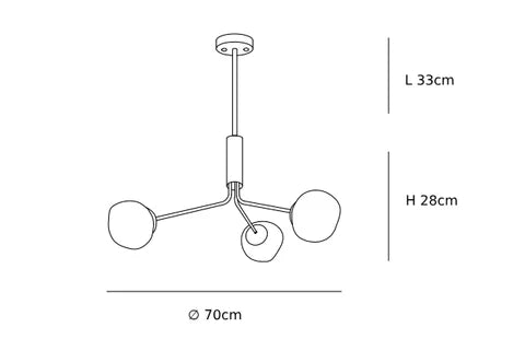 Kroonluchter van gerookt glas maat 3
