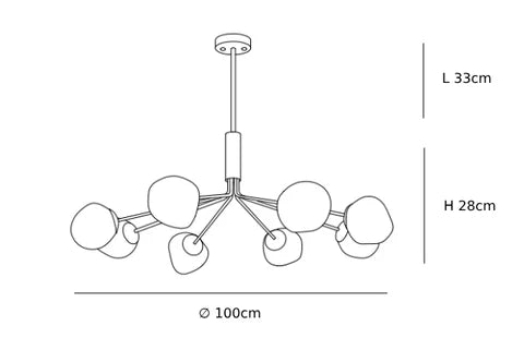 Kroonluchter van gerookt glas, maat 8