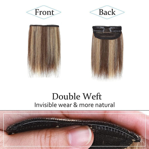 SEGO 2 Pcs Clip in Hair Piece 4 Inch Mini 100% Human Hair