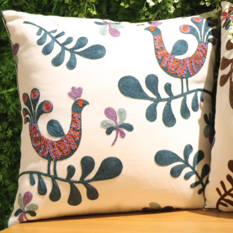 Farmhouse Embroider Cotton Pillow Covers, Love Birds Decorative Sofa Pillows, Cotton Decorative Pillows, Decorative Throw Pillows for Couch