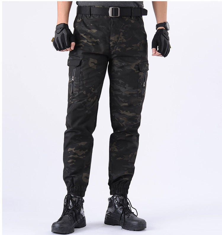 Camouflage Tactical Pants Lattice Fanshui 65 35 Plaid Tactical Pants Drawstring Feet