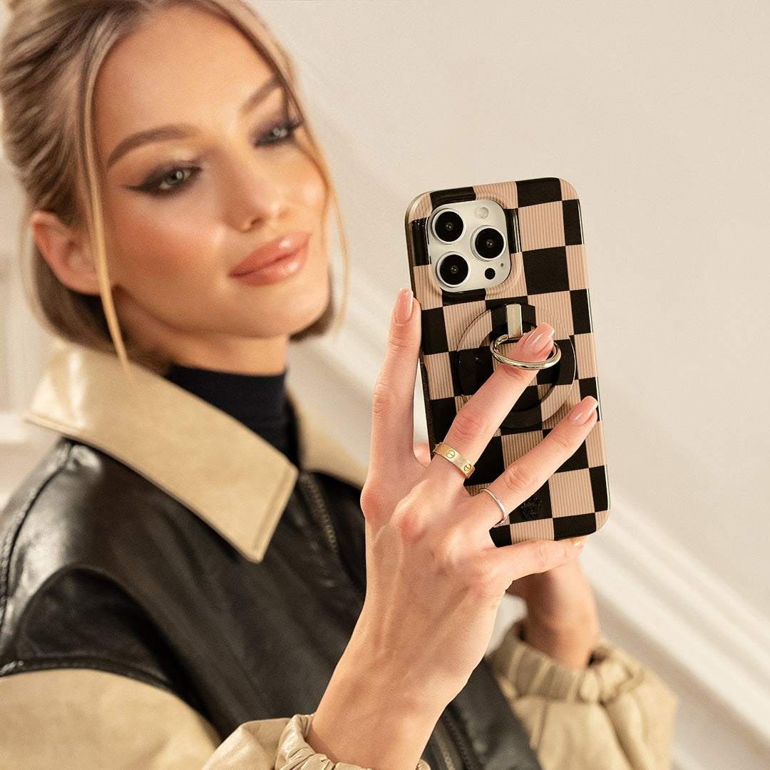 Mocha Vibe Checkered iPhone Case