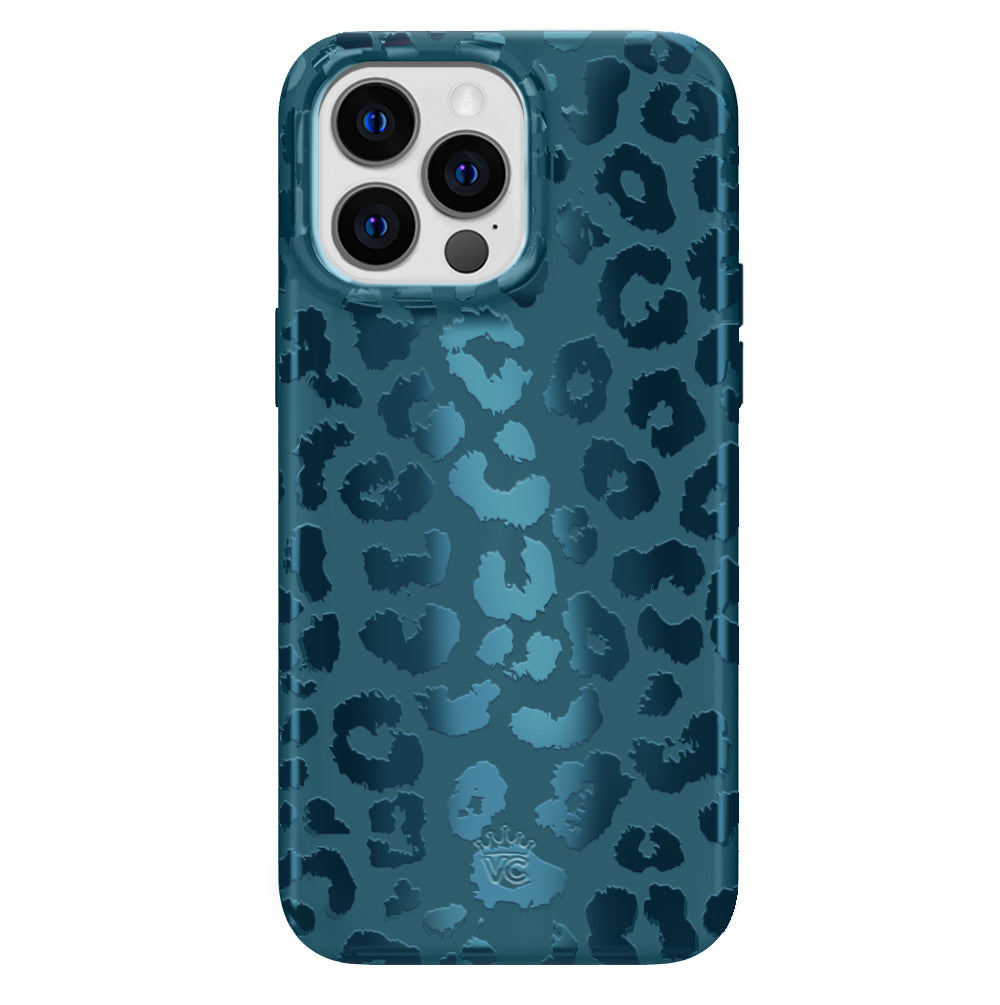 Metallic Navy Leopard iPhone Case