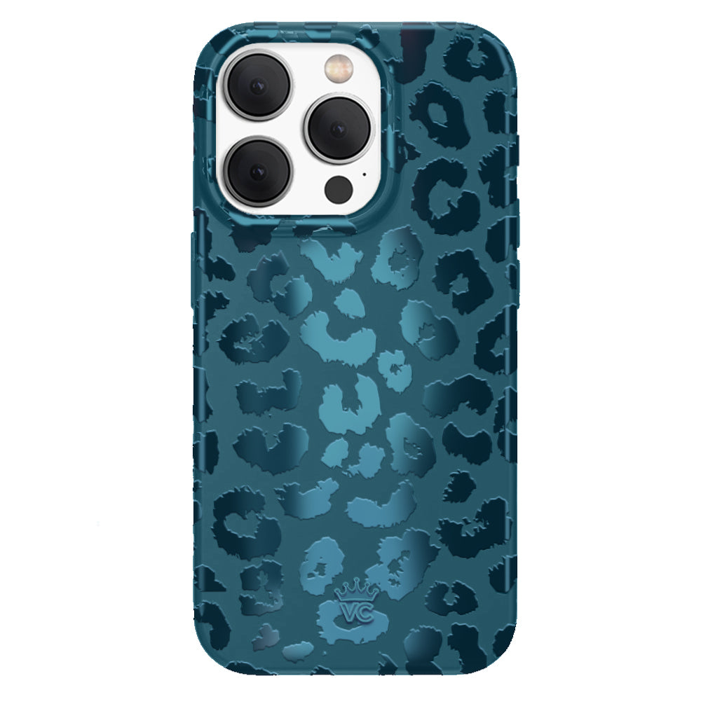 Metallic Navy Leopard iPhone Case