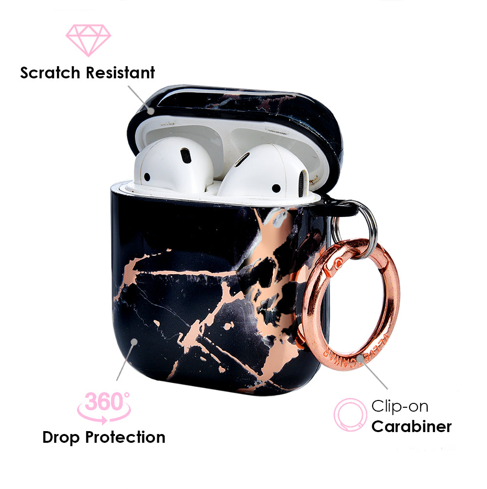 Black Marble Rose Gold Chrome AirPods Case