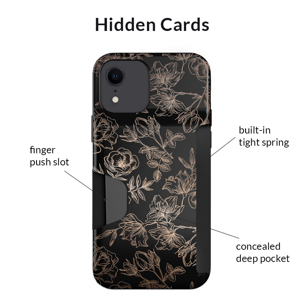 Floral Rose Gold iPhone Wallet Case