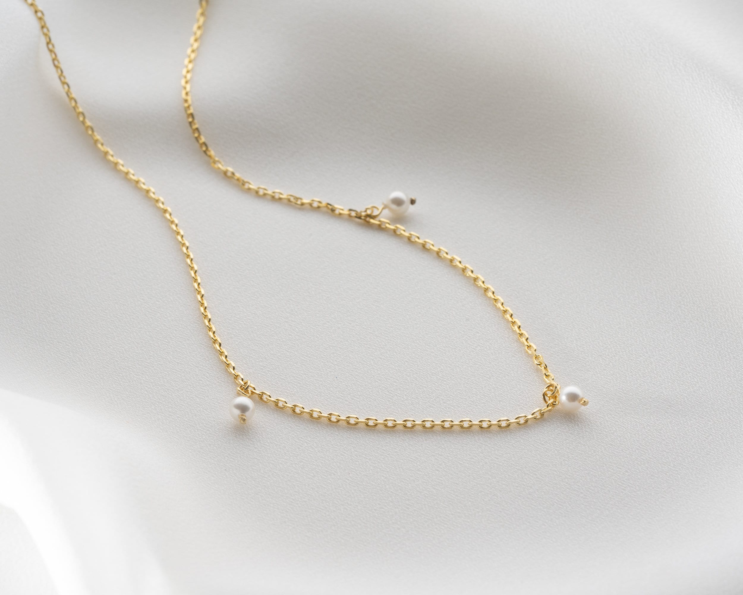 Pearl Necklace, Freshwater Pearl Necklace, 14K Gold Chain Necklace, White Pearl Beaded Necklace, Pearl Jewelry, Mothers Day Gift