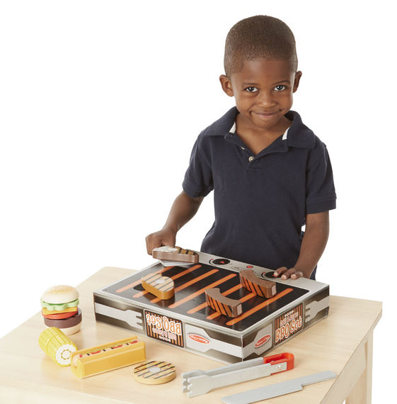 Wooden Grill & Serve BBQ Set