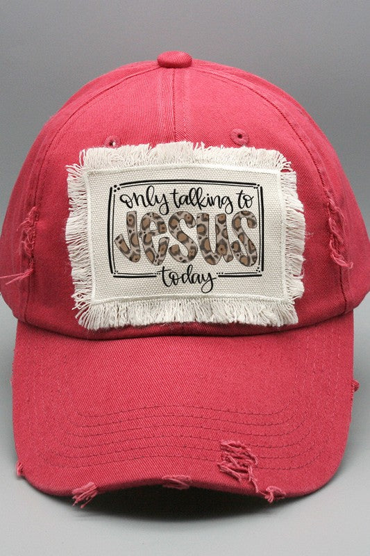 Religious Only Talking to Jesus Leopard Patch Hat