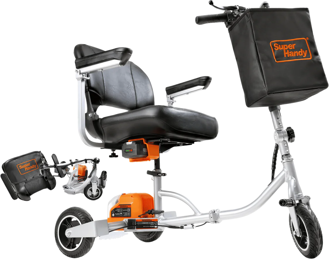 Super Handy GUT140 48V 3-Wheeled Lightweight Long Range with Extra Battery Folding Mobility Scooter New