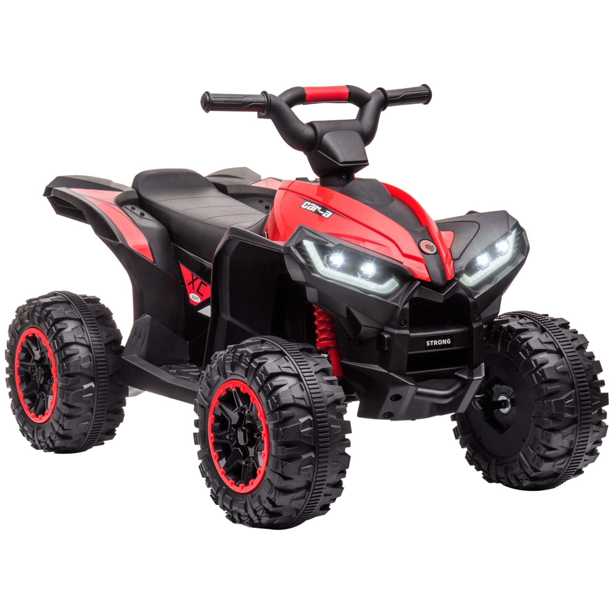 12V Children Ride on car, 4 Wheelers Quad Car with Dual Motors, LED Headlights, Suspension System, Music for 3-5 Years Old, Red