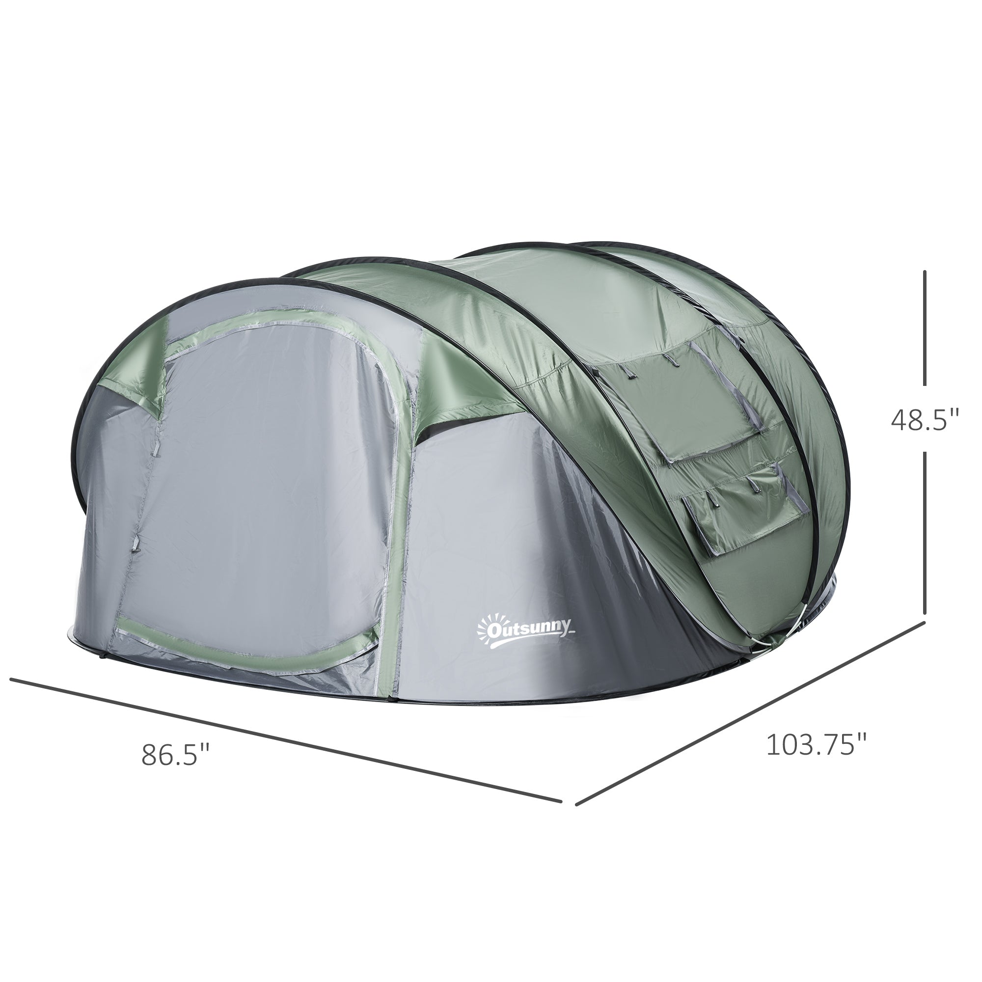 4/5 Person Pop-up Camping Tent, Family Tents for Camping with 2 Mesh Windows & Carry Bag