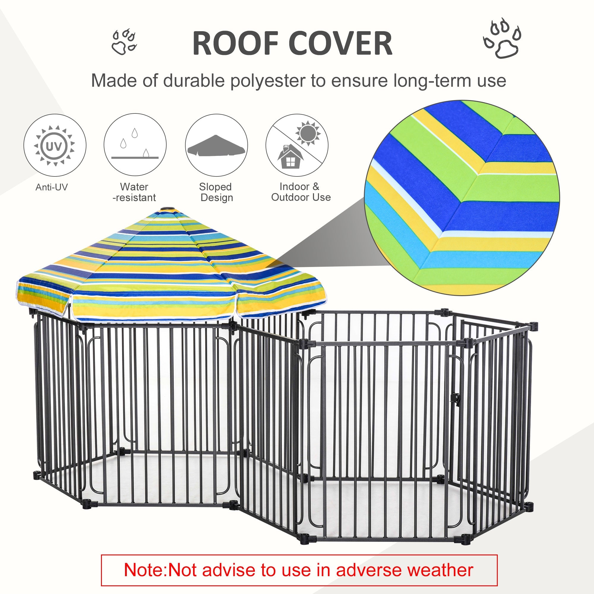 Dog Playpen with Door & Removable Cover for Small & Most Medium Sized Dogs Indoor & Outdoor Use, 47